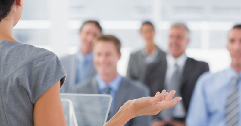 Businesswoman doing conference presentation in meeting room