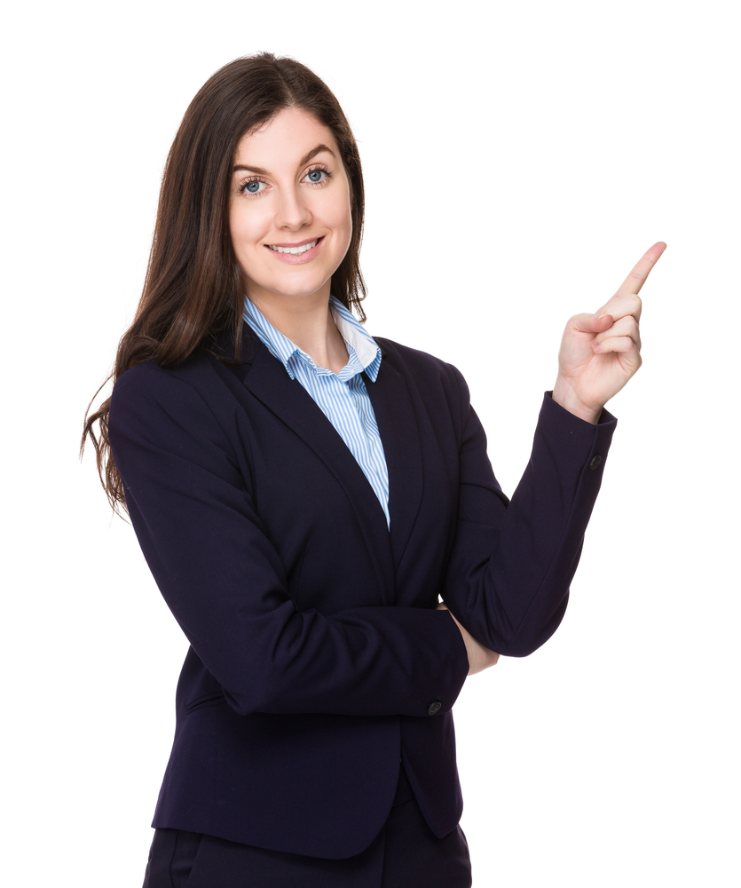 Confident Businesswoman with finger point up